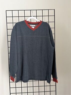 Columbia Men’s Charcoal V-Neck Sweater with Red Trim